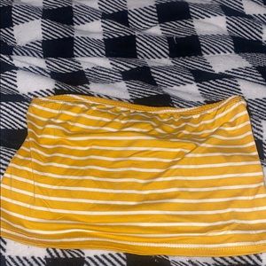 yellow & white stripped cropped tube top